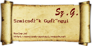 Szmicsák Gyöngyi névjegykártya